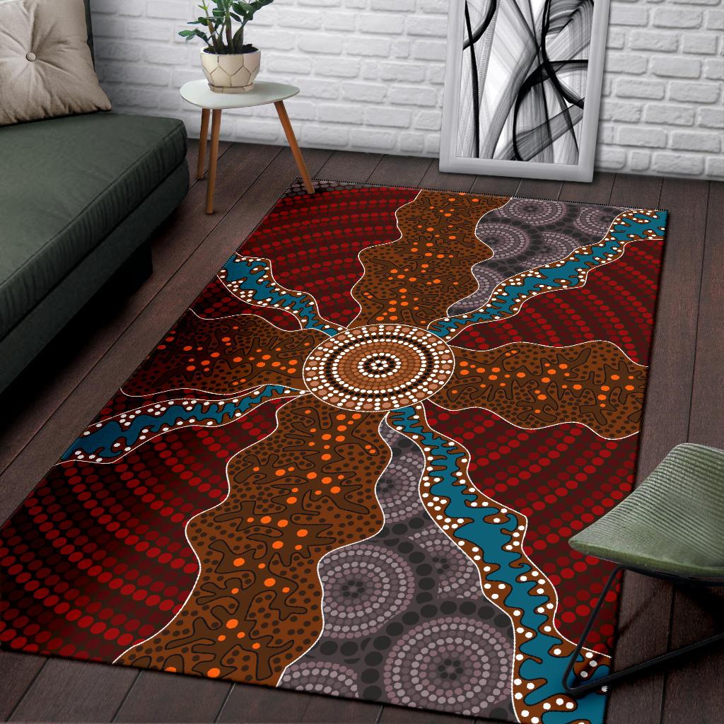 Area Rug - Aboriginal Dot Painting Rug Ver06 - Vibe Hoodie Shop