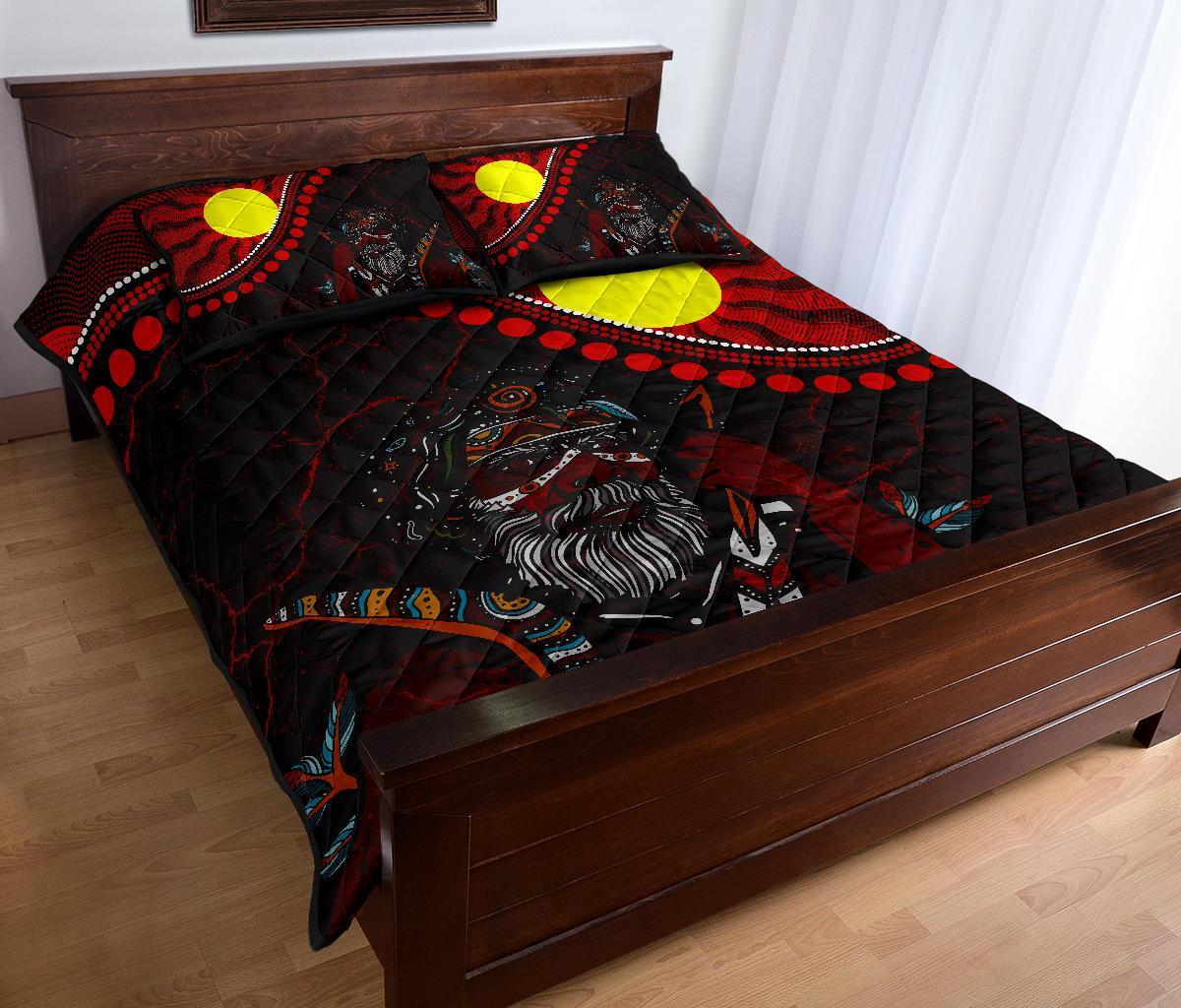 Aboriginal Quilt Bed Set - Indigenous People And Sun - Vibe Hoodie Shop