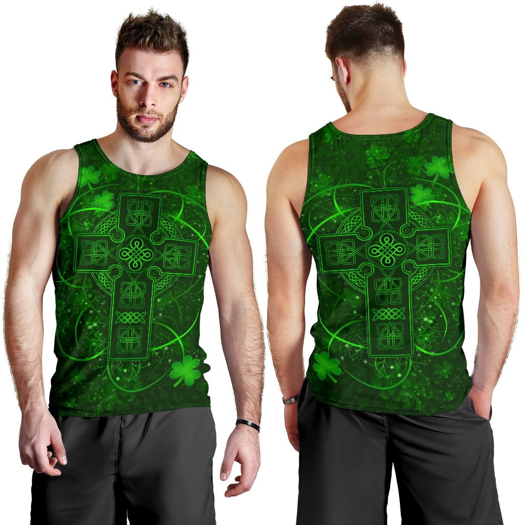 Ireland Men Tank Top Irish Saint Patrick Day Celtic Cross - Vibe Hoodie Shop