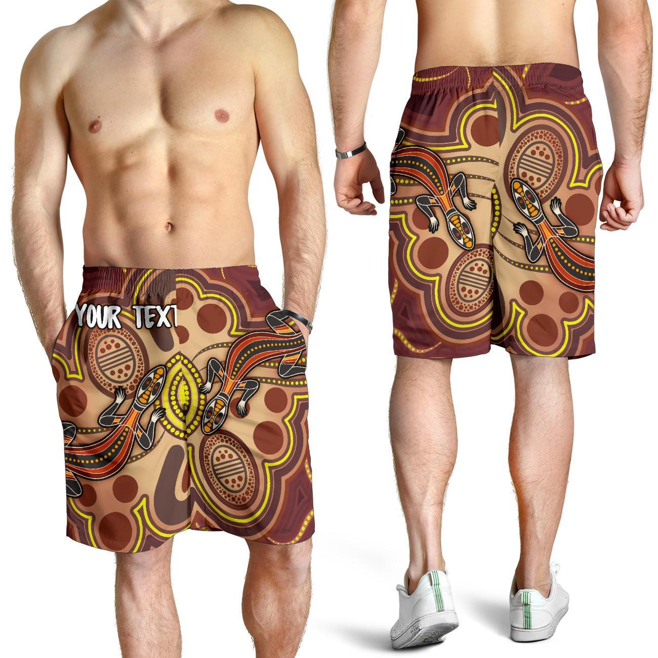 Custom Aboriginal Men's Shorts, Indigenous Lizard Dot Painting Art - Vibe Hoodie Shop