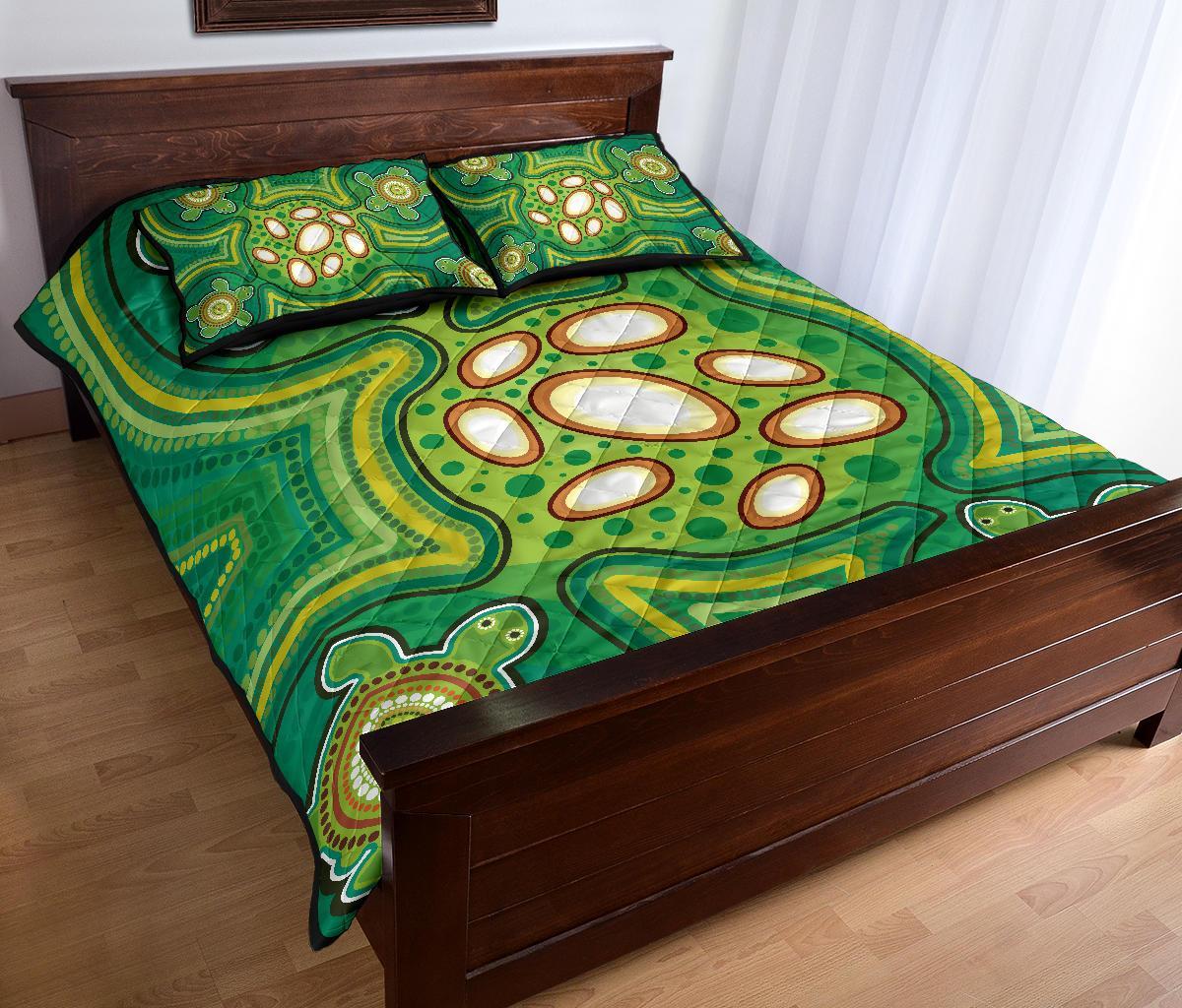 Aboriginal Quilt Bed Set - Indegenous Dot Painting Art - Vibe Hoodie Shop