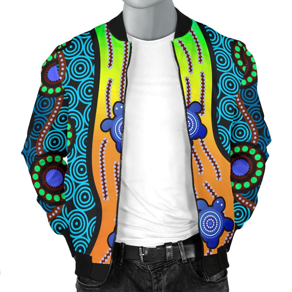 Men's Bomber Jacket - Aboriginal Turtle - Vibe Hoodie Shop
