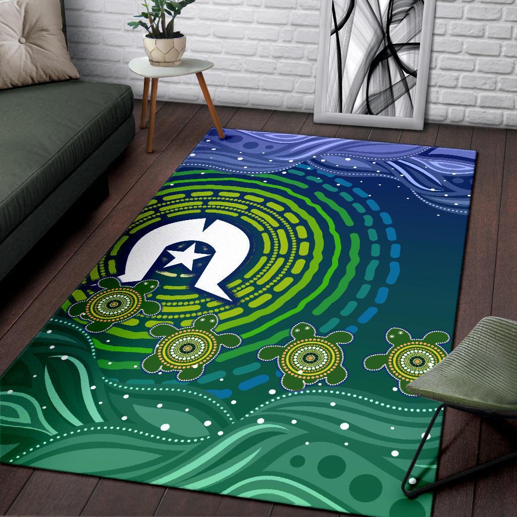 Torres Strait Islanders Area Rug - Aboriginal Turtle - Vibe Hoodie Shop