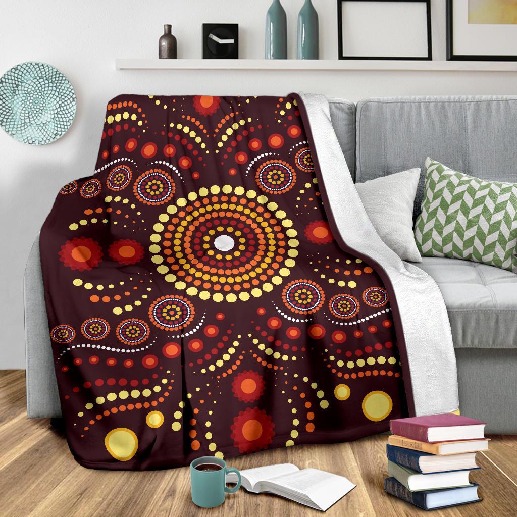 Aboriginal Premium Blanket - Indegenous Dot Painting Art - Vibe Hoodie Shop