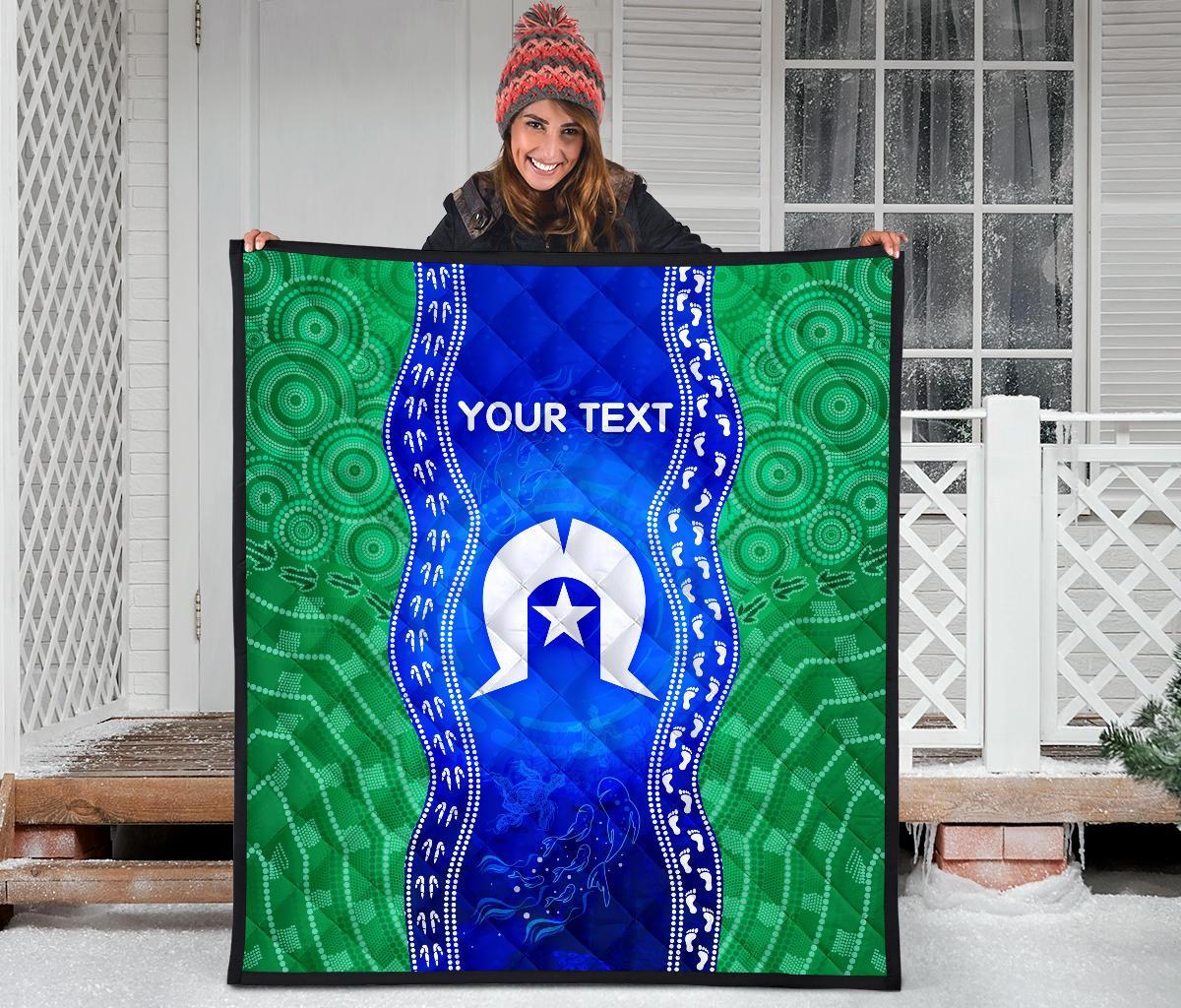 Custom Torres Strait Islanders Premium Quilt - Torres Symbol With Aboriginal Patterns - Vibe Hoodie Shop