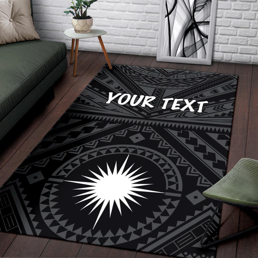 Marshall Personalised Area Rug - Marshall Seal With Polynesian Tattoo Style (Black) - Vibe Hoodie Shop