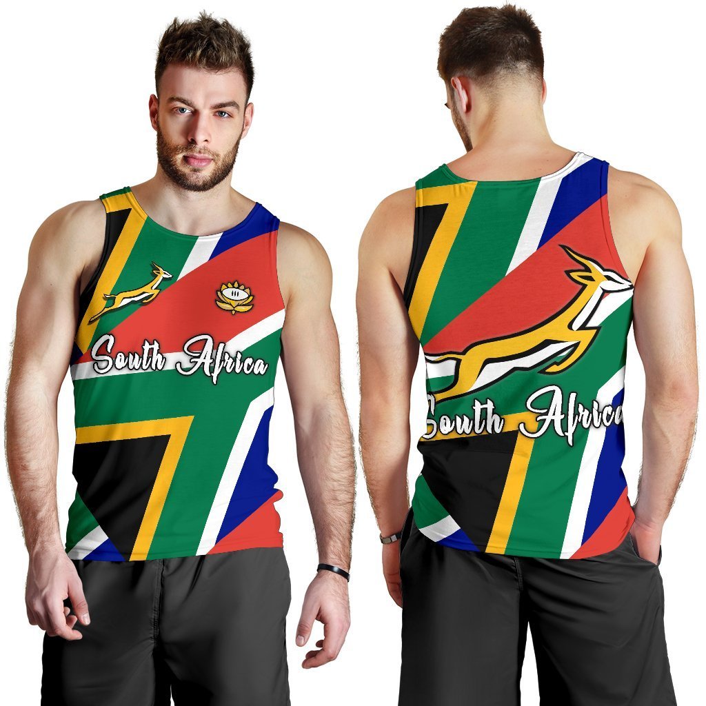 South Africa Springbok Men's Tank Top Flag Patch Up Version - Vibe Hoodie Shop