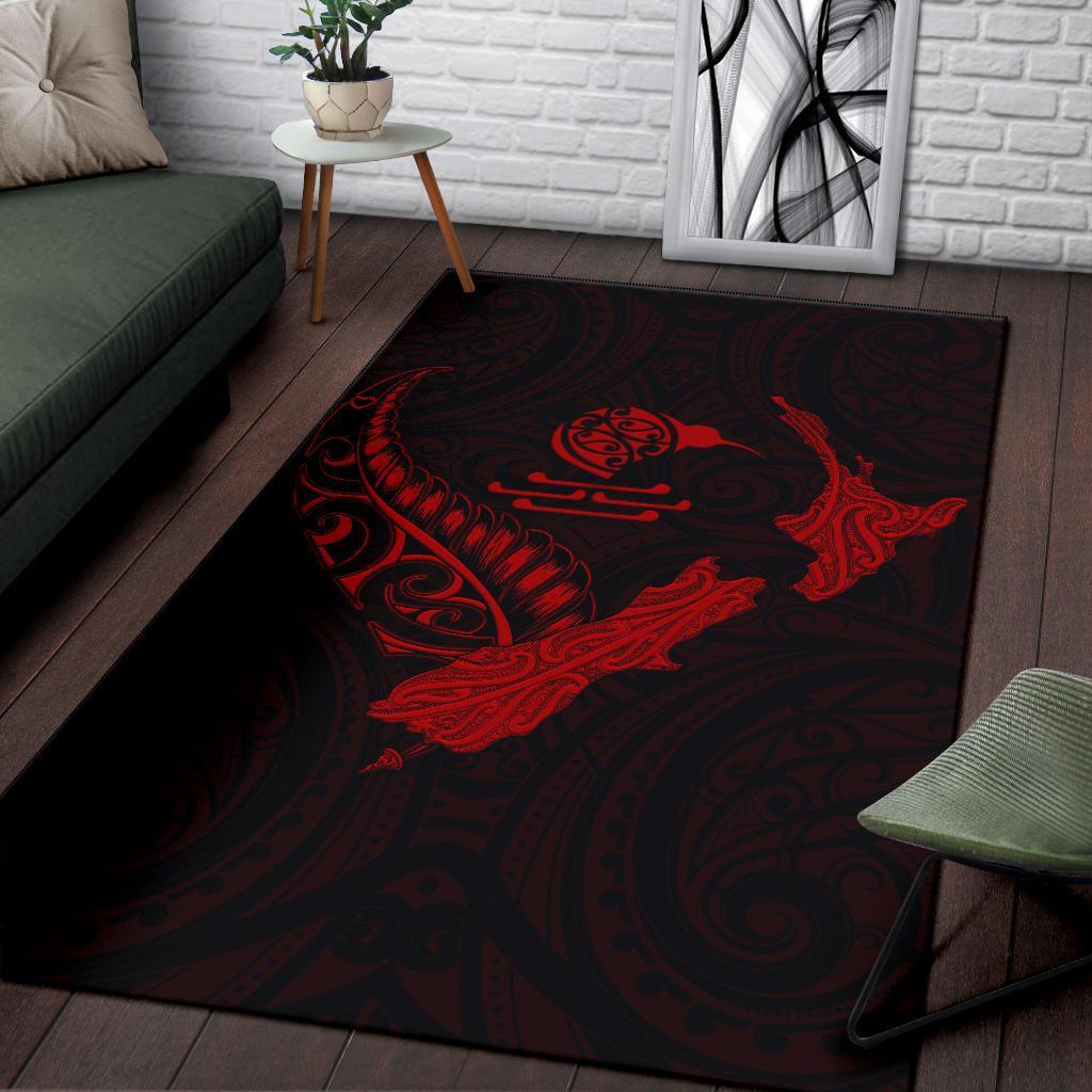 New Zealand Heart Area Rug - Map Kiwi Mix Silver Fern Red - Vibe Hoodie Shop