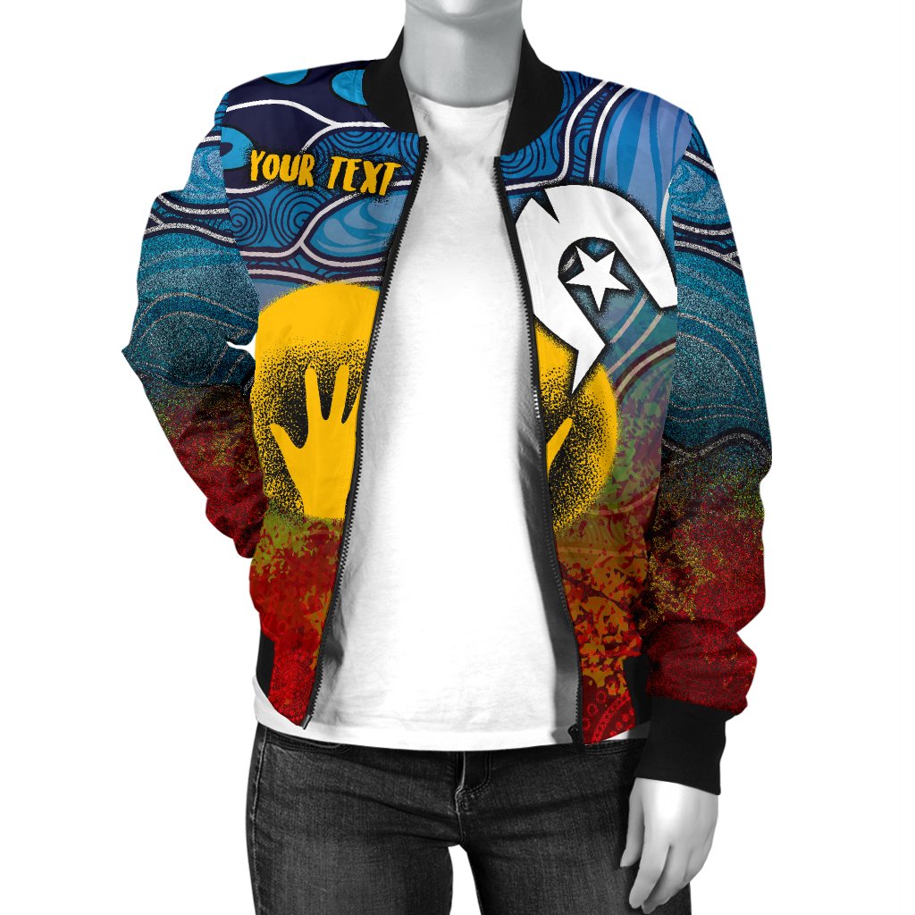 Custom Aboriginal Women's Bomber Jacket - Aboriginal and Torres Strait Islanders Flag - Vibe Hoodie Shop