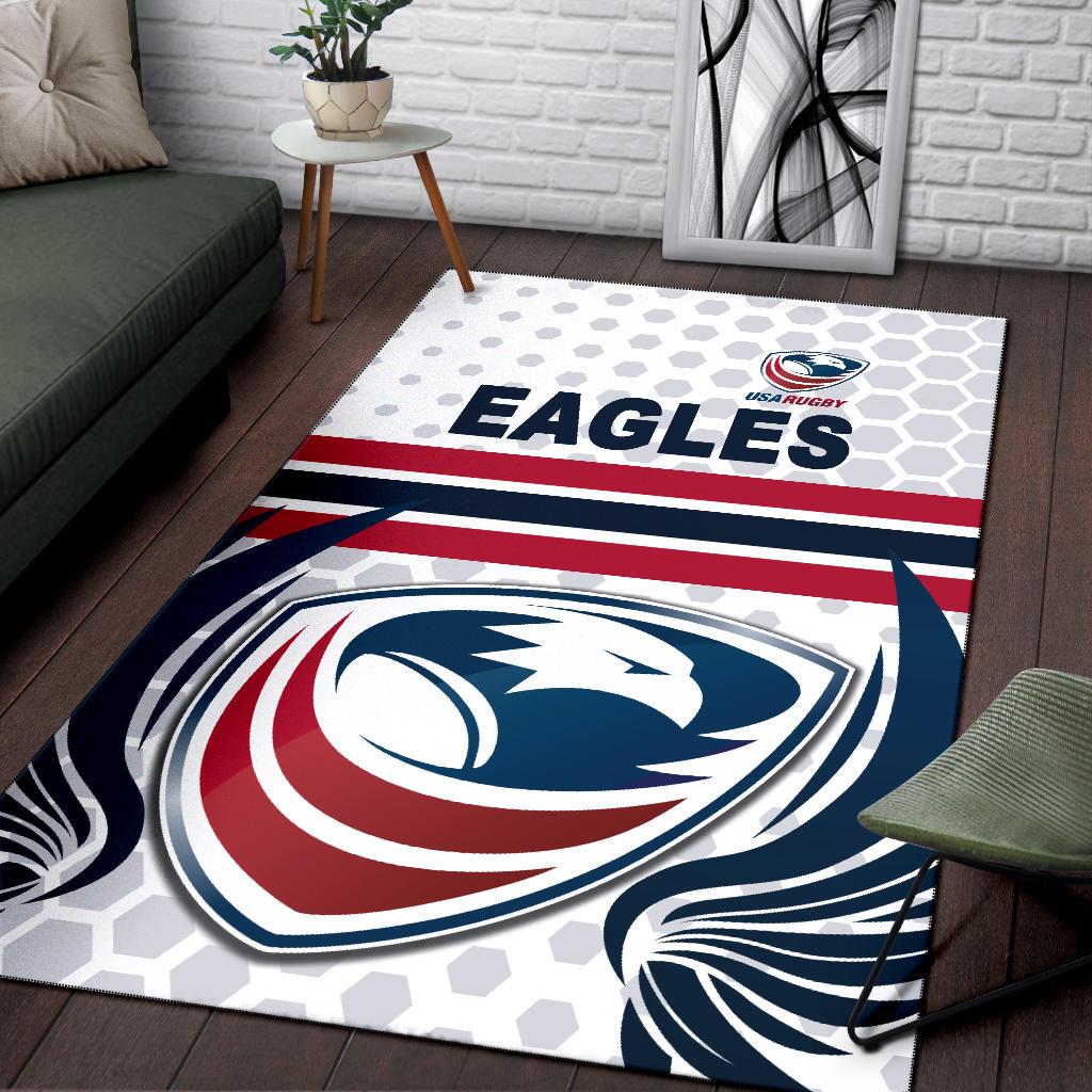 USA Rugby Area Rug Eagles Simple Style - White - Vibe Hoodie Shop