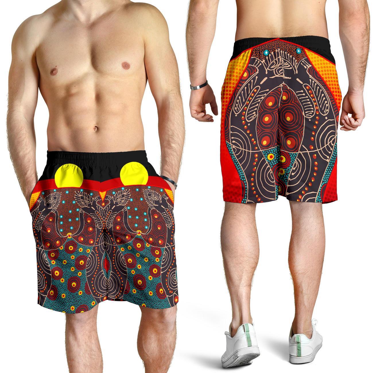 Men's Short - Aboriginal Sublimation Dot Pattern Style (Red) - Vibe Hoodie Shop