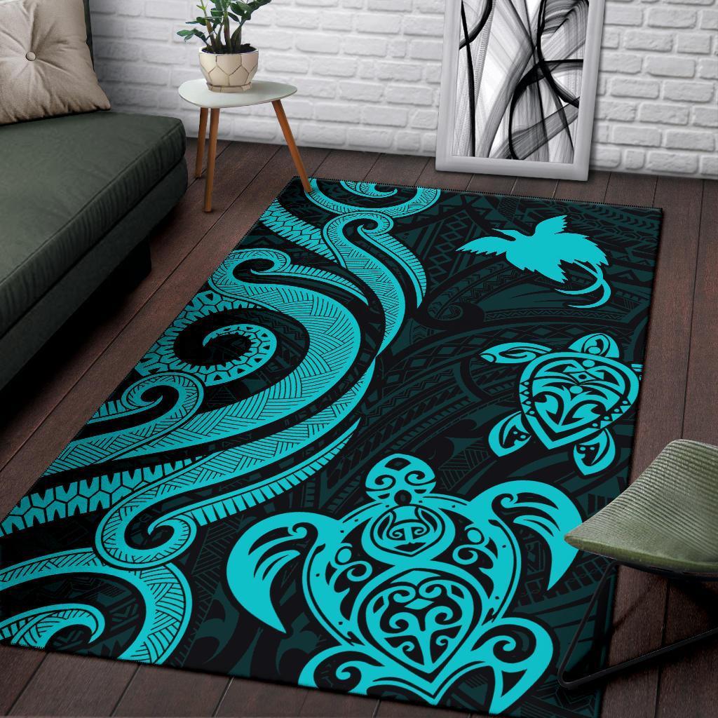 Papua New Guinea Area Rug - Turquoise Tentacle Turtle - Vibe Hoodie Shop