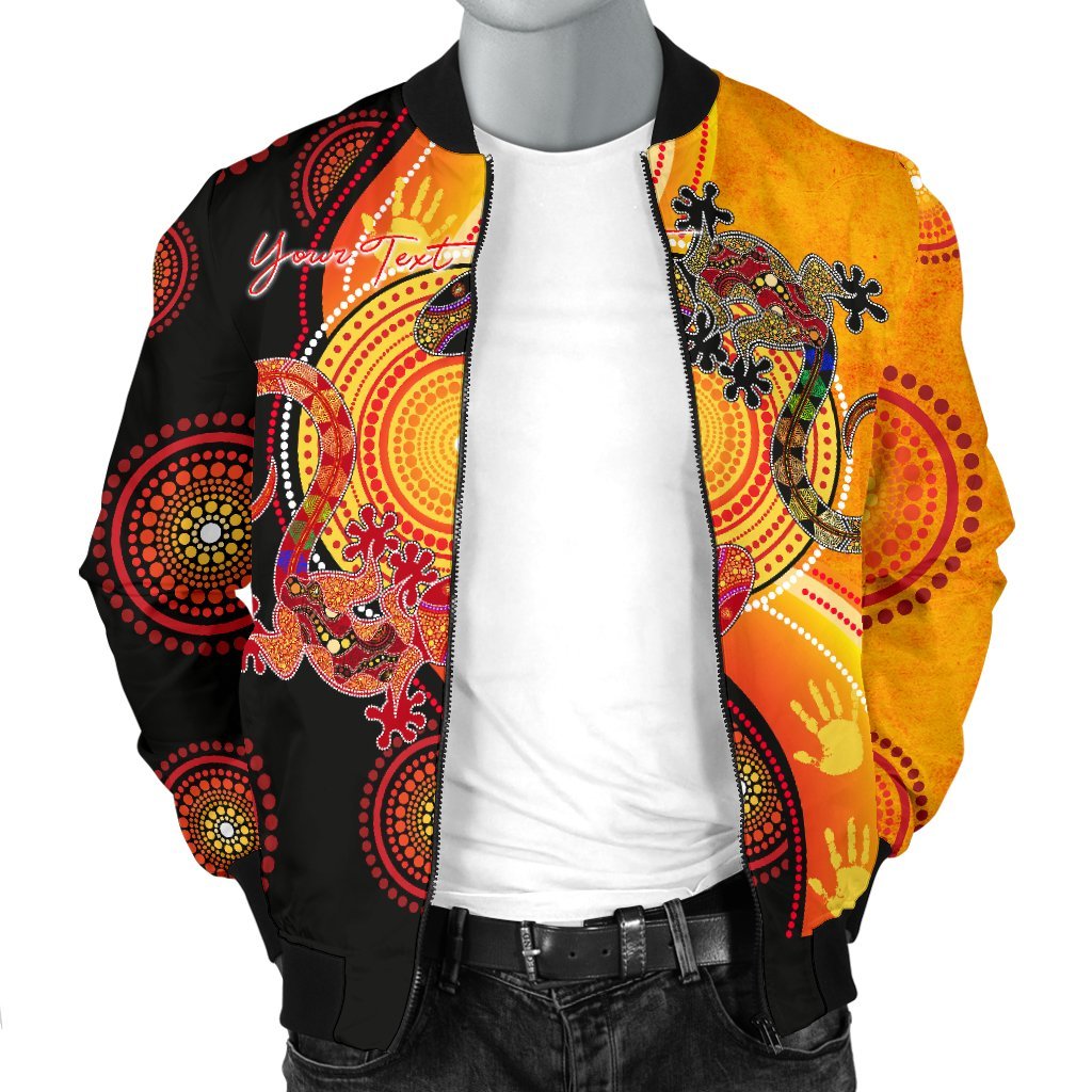 Aboriginal Personalised Men's Bomber Jacket - Couple Aboriginal Lizards - Vibe Hoodie Shop