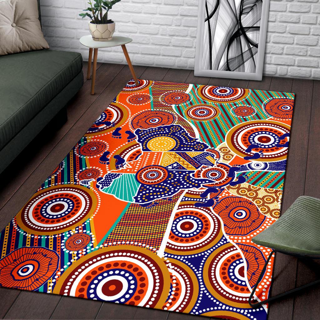 Aboriginal Area Rug - Australian Map Dot Painting - Vibe Hoodie Shop