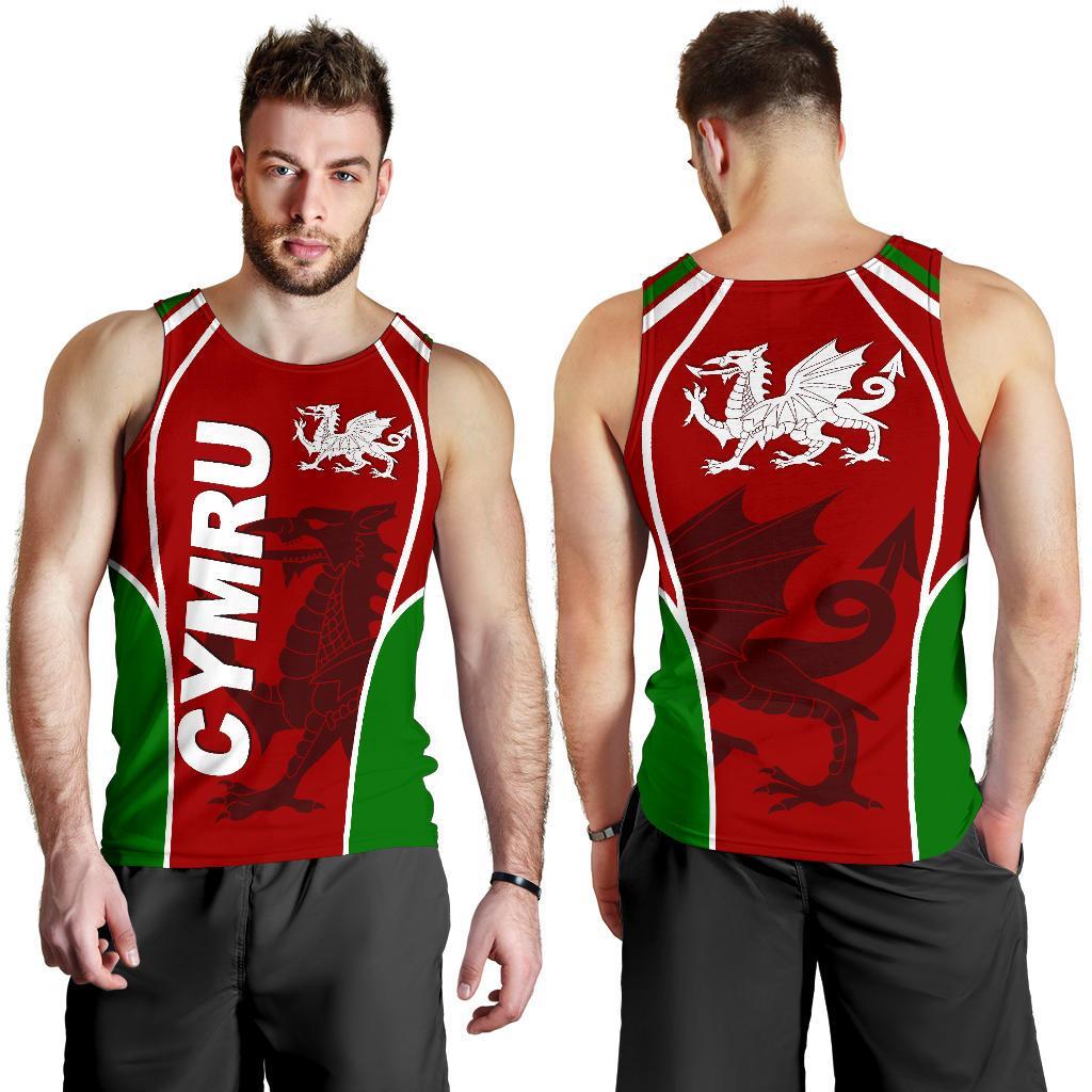 Wales Men's Tank Top - Cymru Red Dragon - Vibe Hoodie Shop
