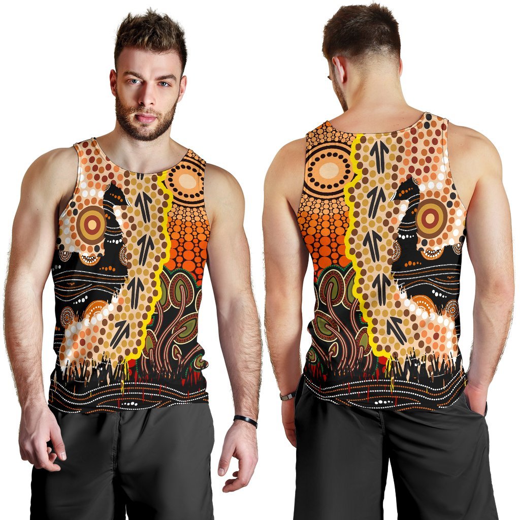 Men's Tank Top - Australian Aboriginal Sun and Emu - Vibe Hoodie Shop