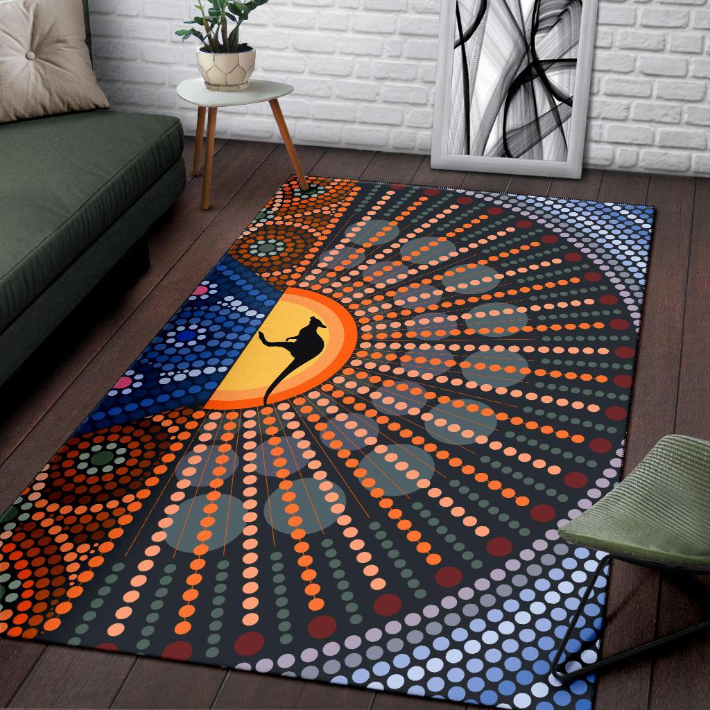 Area Rug - Aboriginal Dot Painting Rug Kangaroo Ver03 - Vibe Hoodie Shop