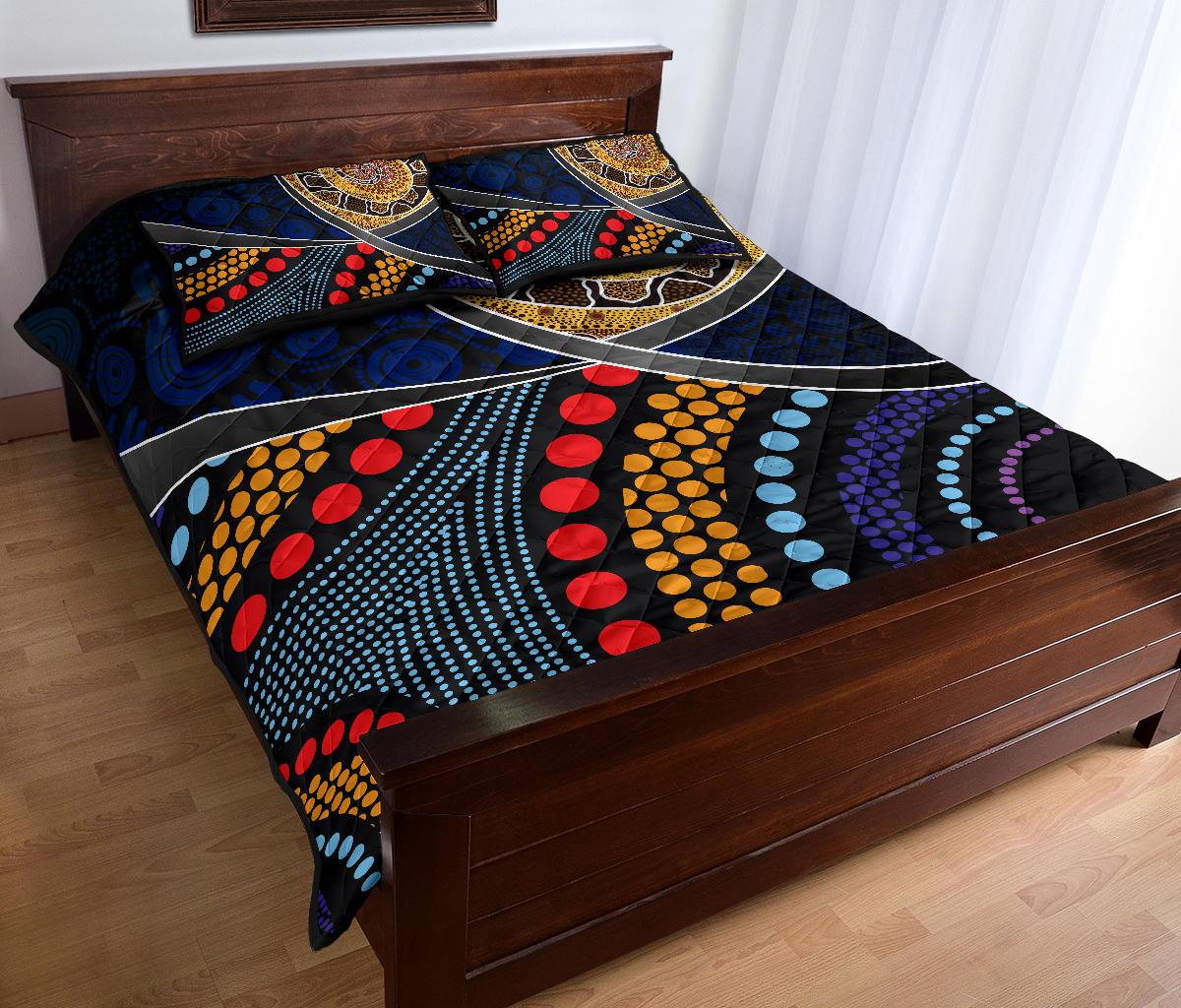 Australia Quilt Bed Set - Aboriginal Dot Panting Art With Snake - Vibe Hoodie Shop