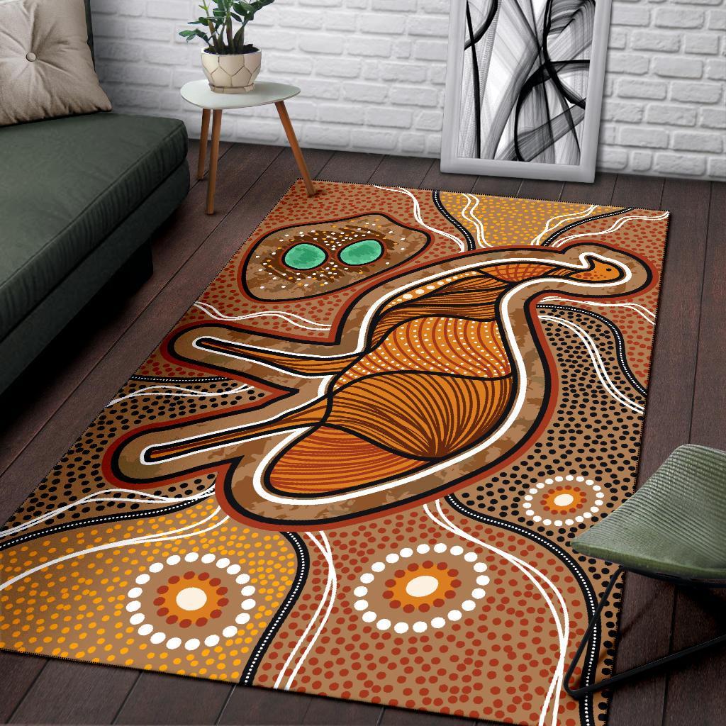 Aboriginal Area Rug - Indigenous Emu Vintage Stye - Vibe Hoodie Shop