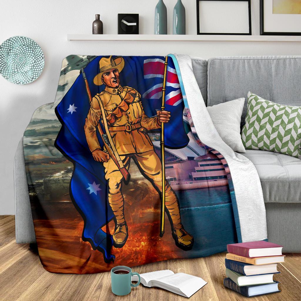 ANZAC Premium Blanket - Australian Soldier - Vibe Hoodie Shop