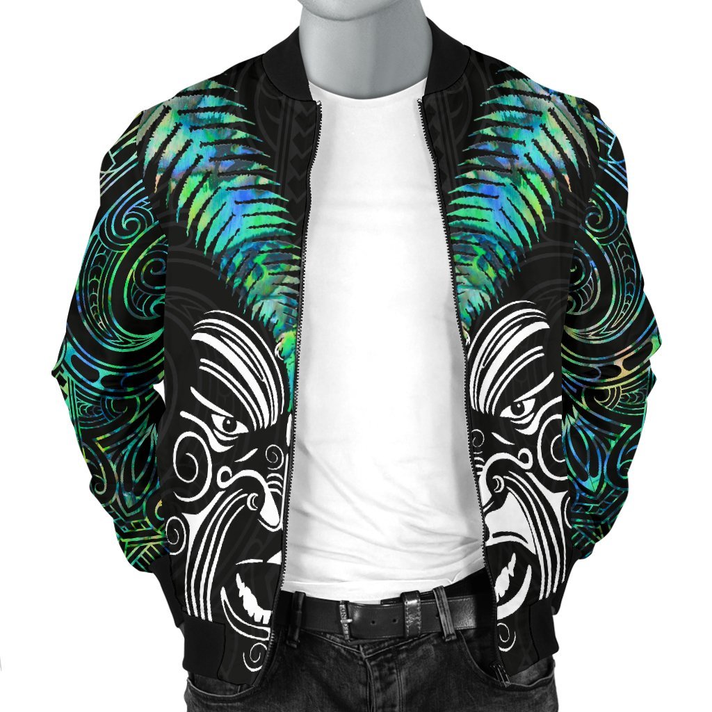 New Zealand Maori Moko Men's Bomber Jacket Paua Shell - Vibe Hoodie Shop