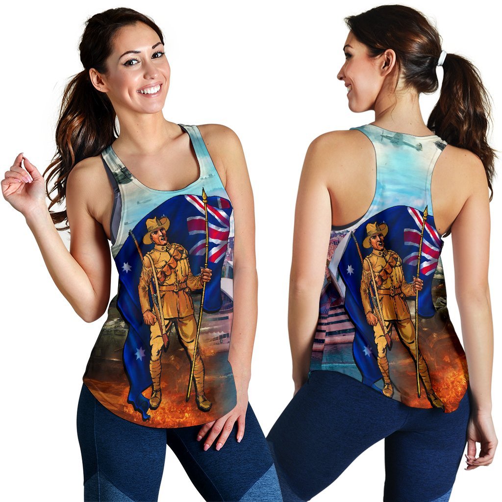 ANZAC Women's Racerback Tank - Australian Soldier - Vibe Hoodie Shop