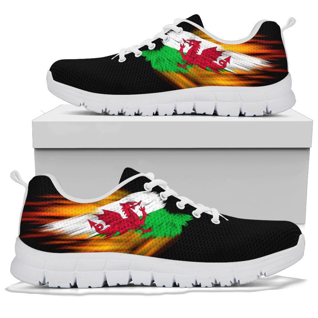 Wales Sneakers - Fire Wings and Flag - Vibe Hoodie Shop