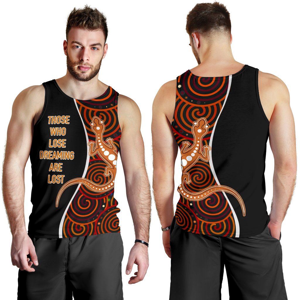 Aboriginal Men's Tank Top - Indigenous Lizard Dreaming - Vibe Hoodie Shop