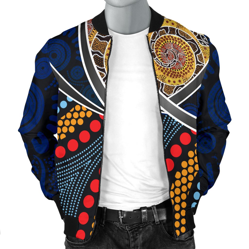 Australia Bomber Jacket - Aboriginal Dot Panting Art With Snake - Vibe Hoodie Shop