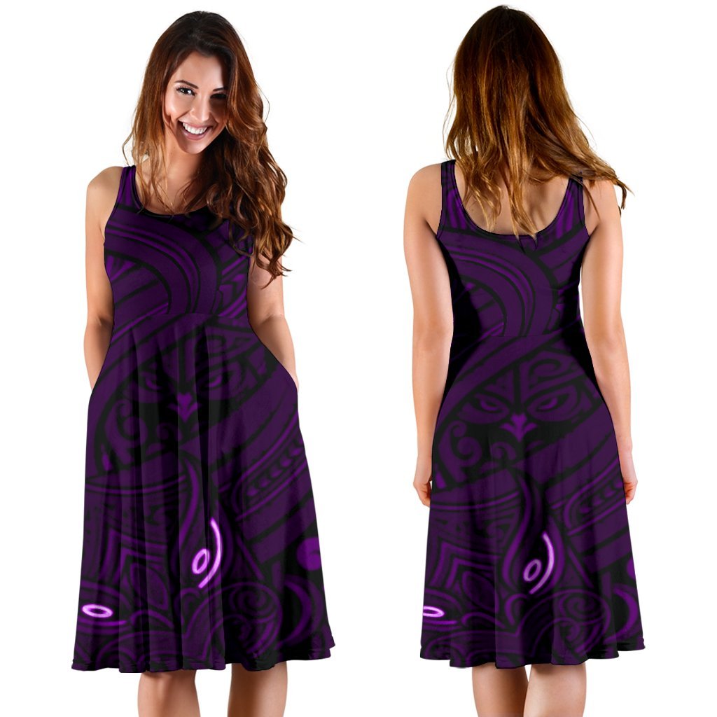 new-zealand-maori-gods-women-midi-dress-tumatauenga-god-of-war-purple