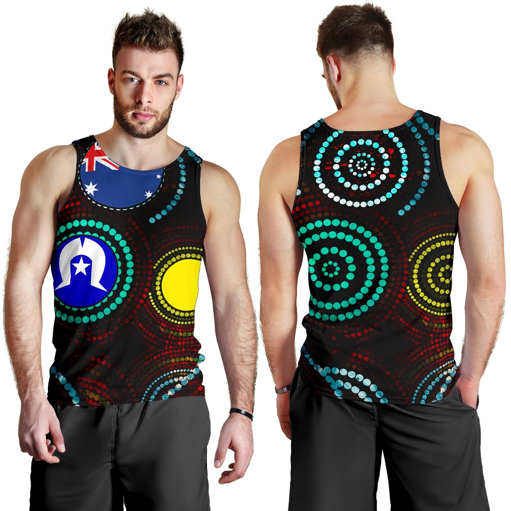 Men's Tank Top - Aboriginal Dot Painting and Flag - Vibe Hoodie Shop