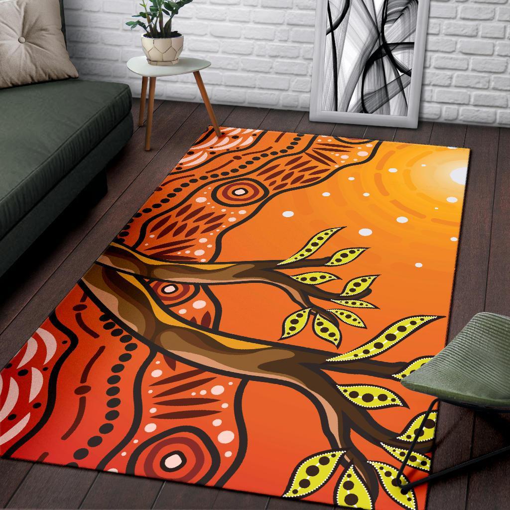 Aboriginal Area Rug - Tree On The Hill - Vibe Hoodie Shop