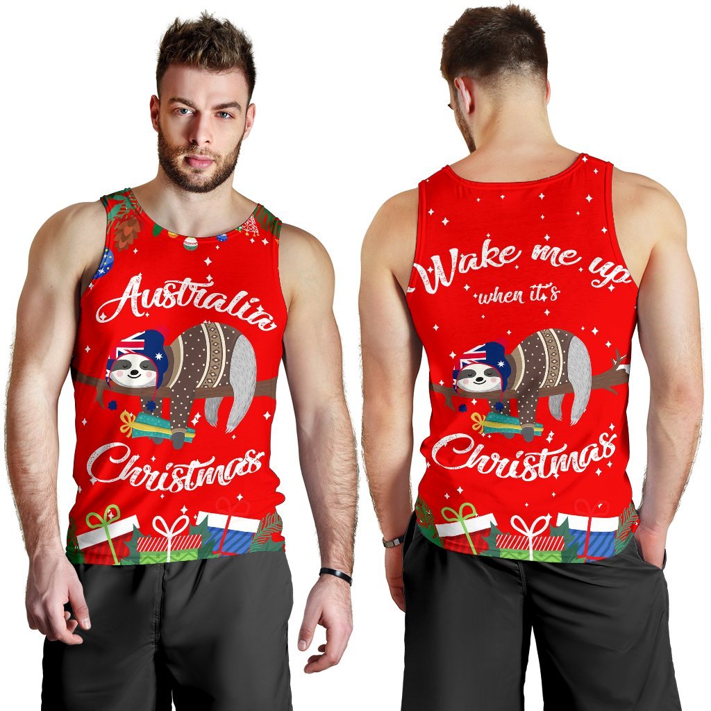 Christmas Australia Men's Tank Top Red - Merry Christmas - Vibe Hoodie Shop