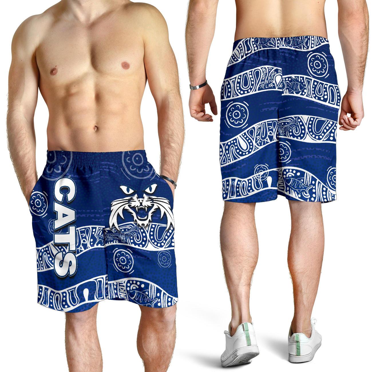 Cats All Over Print Men's Shorts Aboriginal - Vibe Hoodie Shop