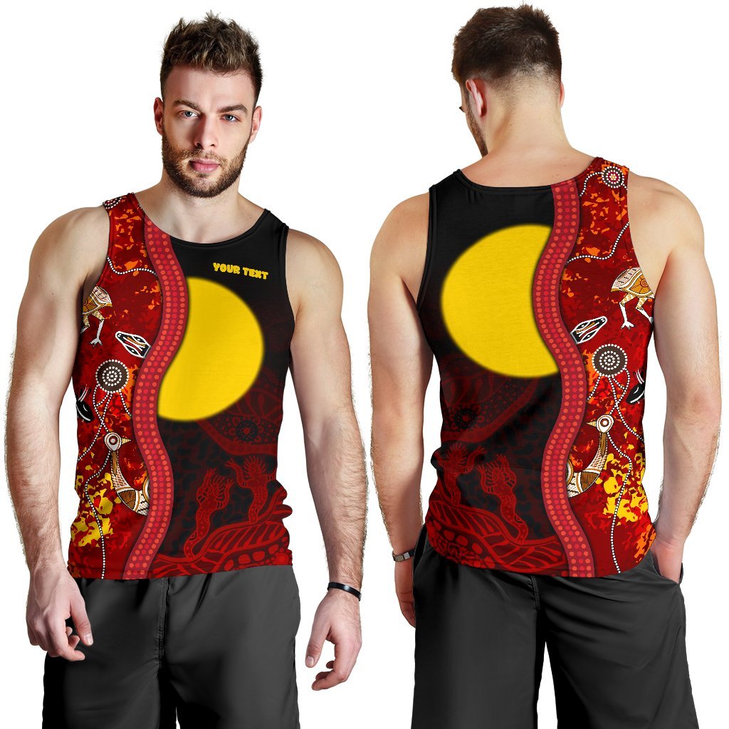 Custom Aboriginal Men's Tank Top - Red Indigenous Flag - Vibe Hoodie Shop