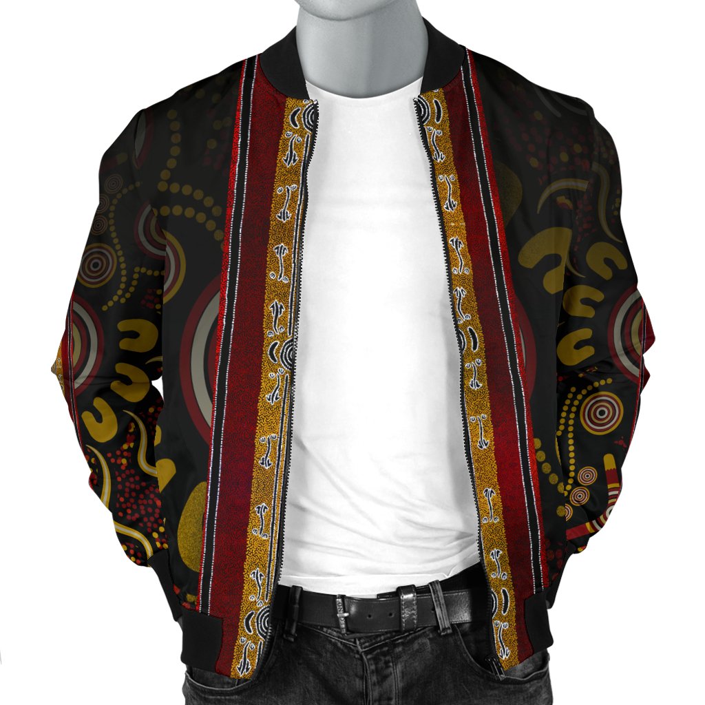Men Bomber jacket - Aboriginal Dot Panting Art Stripe Lines - Vibe Hoodie Shop