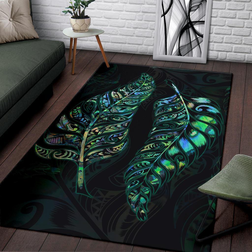 New Zealand Silver Fern Couple Area Rug Paua Shell - Vibe Hoodie Shop