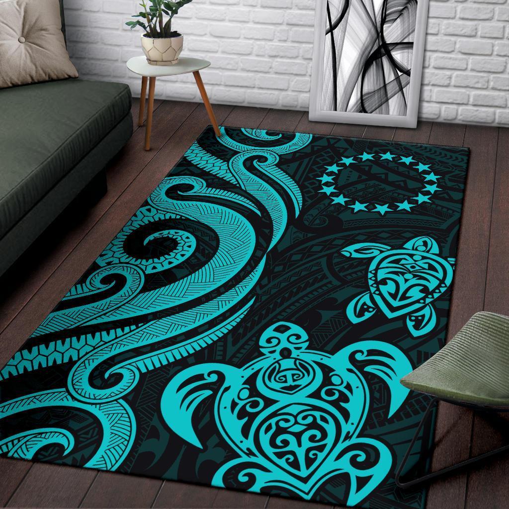 Cook Islands Area Rug - Turquoise Tentacle Turtle - Vibe Hoodie Shop