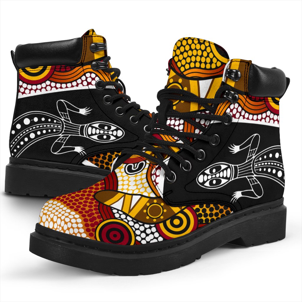 aboriginal-leather-boots-lizard-patterns-boomerang-dot-painting-all-season