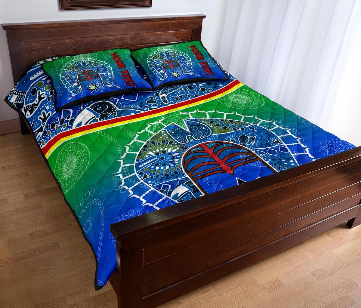 Personalised Quilt Bed Set - Torres Strait Symbol With Aboriginal Patterns - Vibe Hoodie Shop