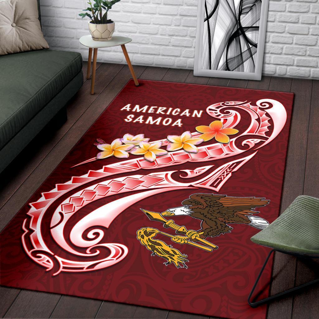 American Samoa Area Rug - AS Seal Polynesian Patterns Plumeria - Vibe Hoodie Shop