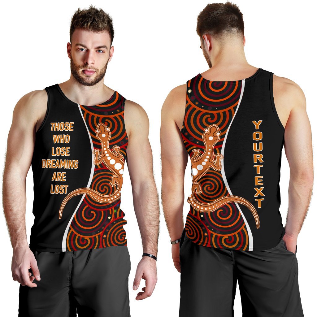 Aboriginal Personalised Men's Tank Top - Indigenous Lizard Dreaming - Vibe Hoodie Shop