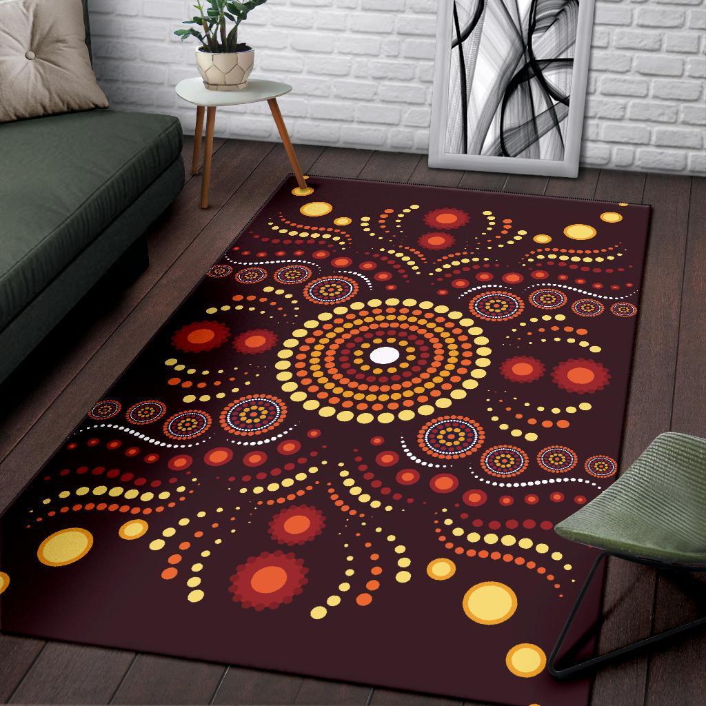 Aboriginal Area Rug - Indegenous Dot Painting Art - Vibe Hoodie Shop