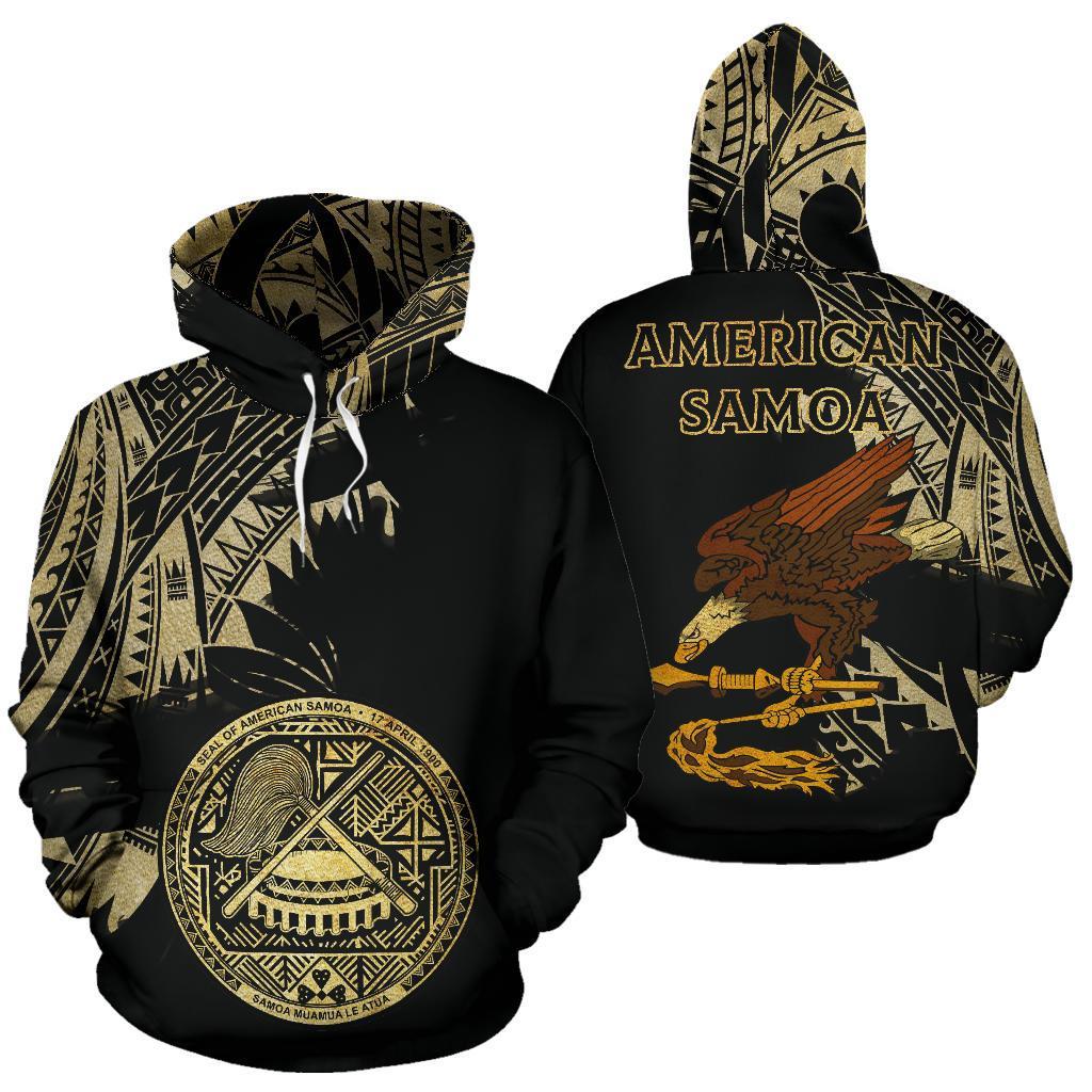 American Samoa Coat Of Arms Special All Over Hoodie Gold - Vibe Hoodie Shop