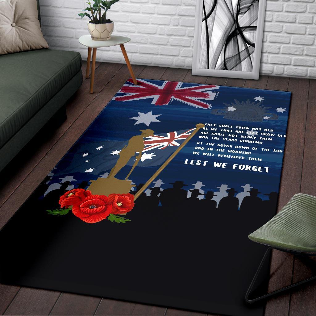 ANZAC Area Rug - Always Remember Australian ANZAC Day - Vibe Hoodie Shop