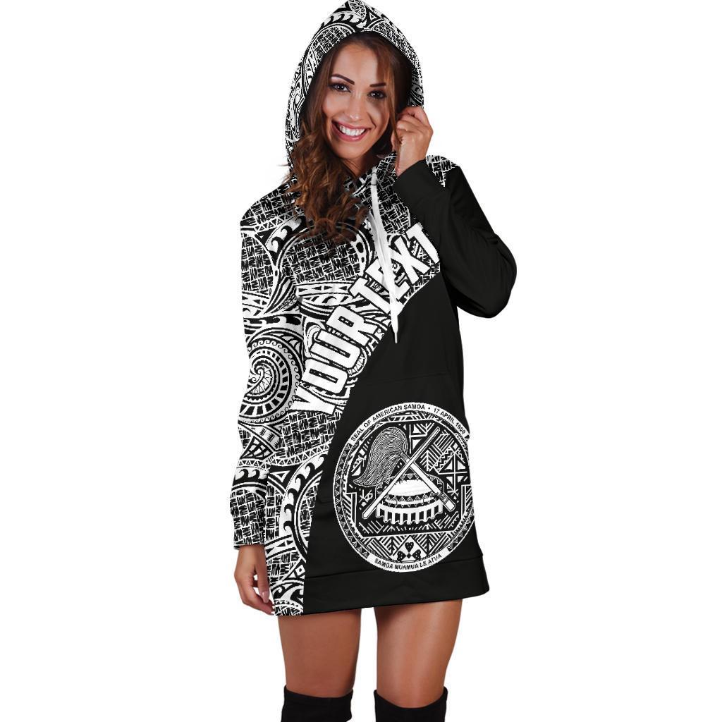 American Samoa Women's Hoodie Dress Coat Of Arms Polynesian Wave White (Custom) - Vibe Hoodie Shop