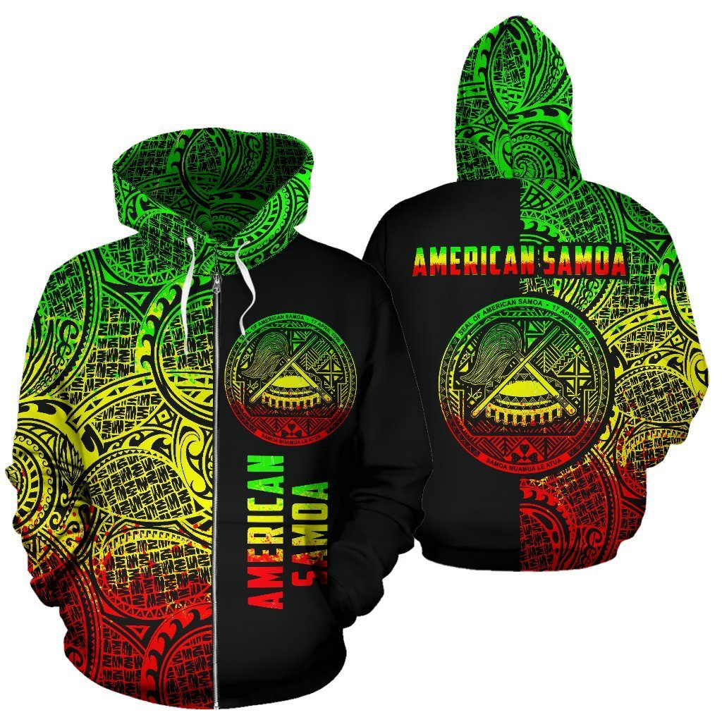 American Samoa Zip - Up Hoodie Coat Of Arms - Half Style - Vibe Hoodie Shop