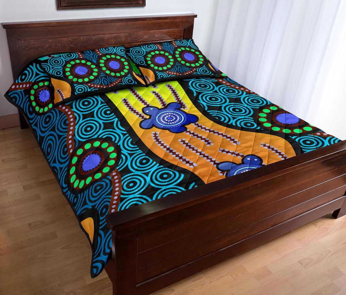 Quilt Bed Set - Aboriginal Turtle - Vibe Hoodie Shop
