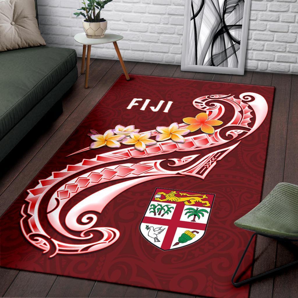 Fiji Area Rug - Fiji Seal Polynesian Patterns Plumeria (Red) - Vibe Hoodie Shop