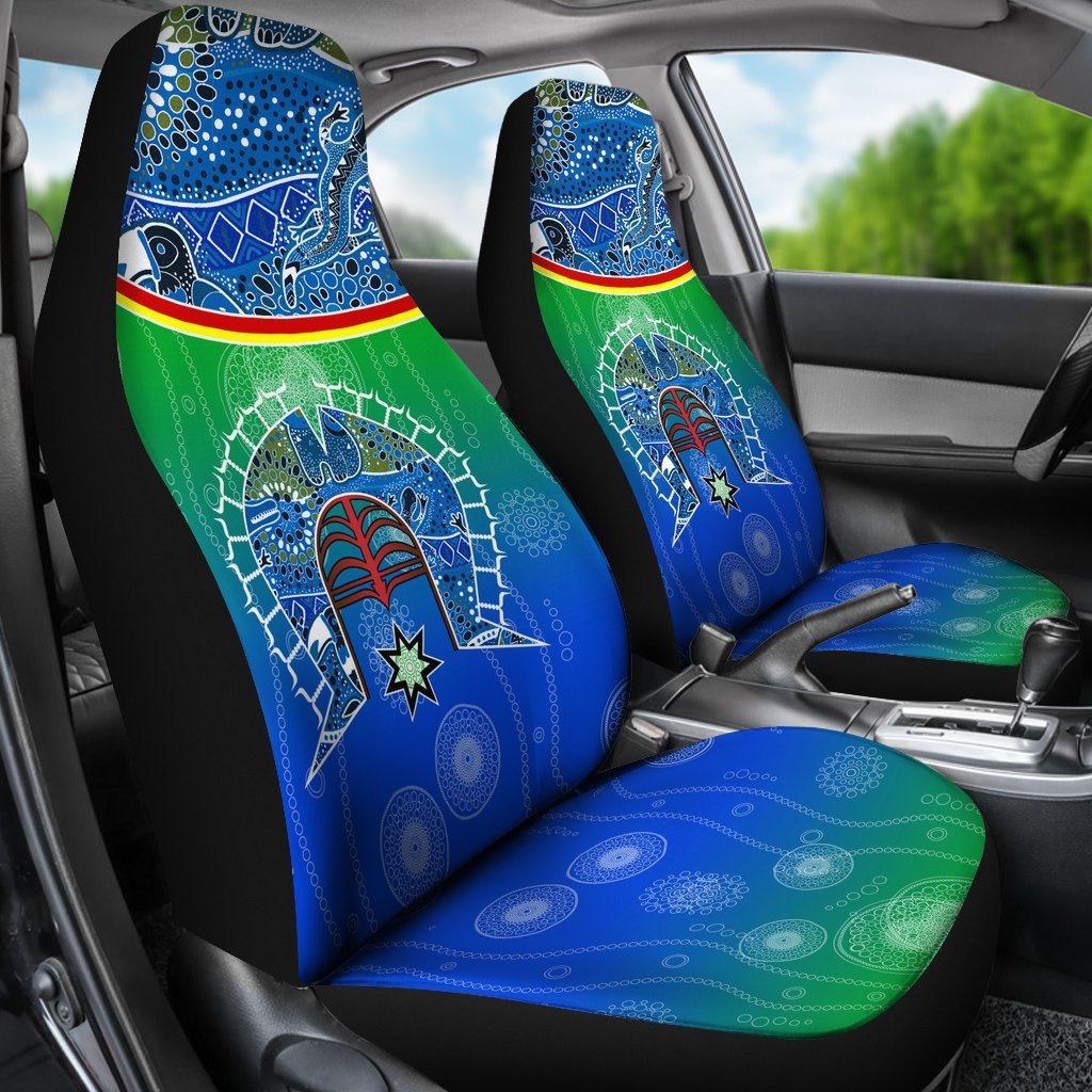 Car Seat Covers - Torres Strait Symbol With Aboriginal Patterns - Vibe Hoodie Shop